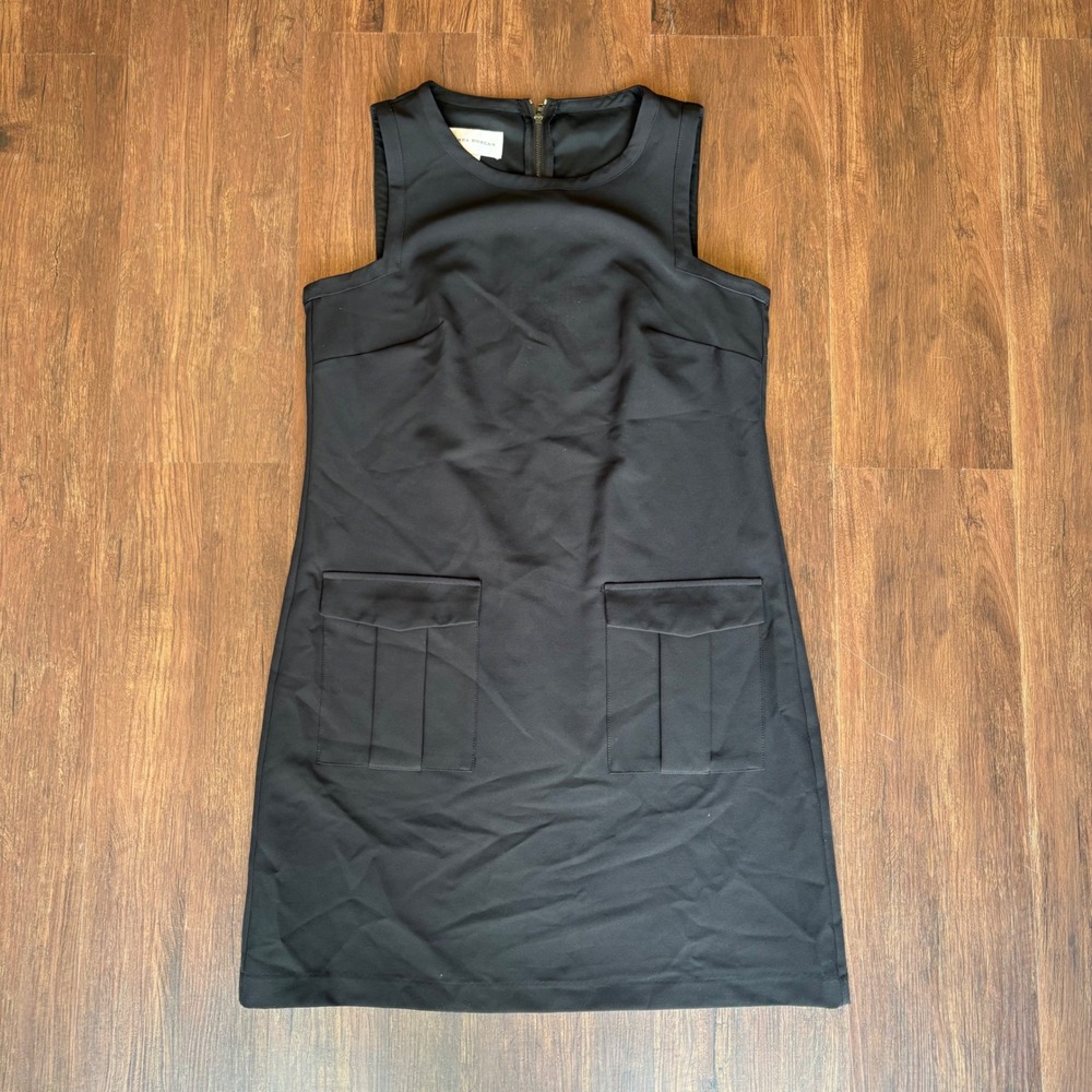 60s Mod Mini Dress Black Retro Utility Pocket Shift Dress 8 Donna Morgan
